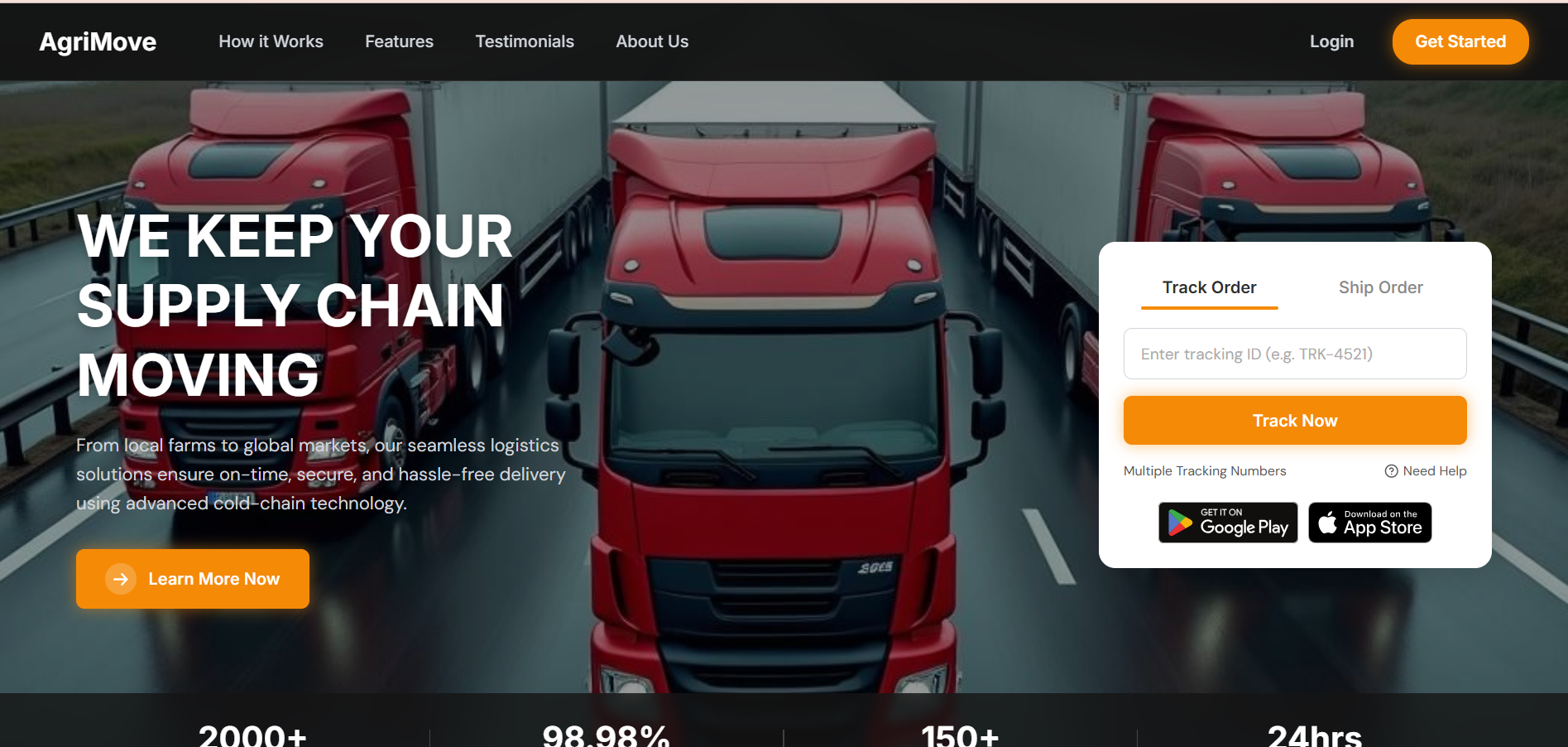 Agrimove web application and product experience project by Andybext Technology